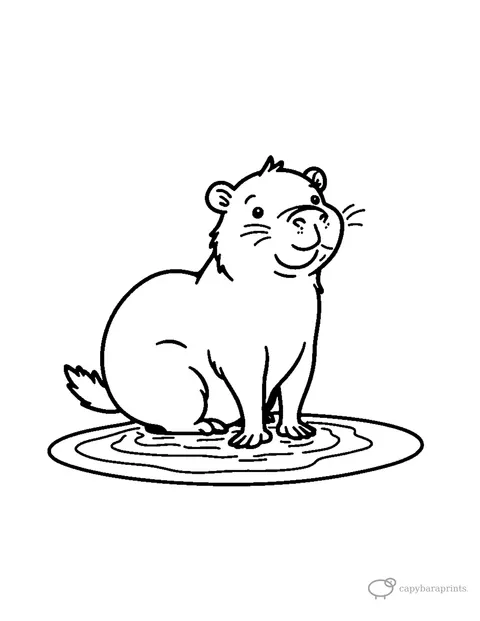 Capybara Splashing In Shallow Water — free printable coloring page