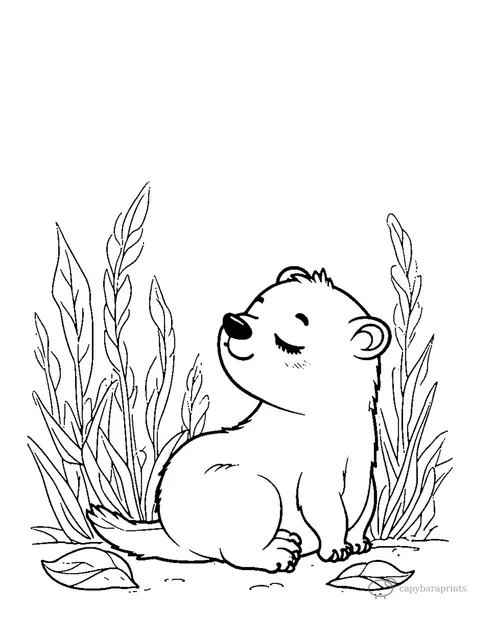 Cute Baby Capybara Looking Over Its Shoulder — free printable coloring page