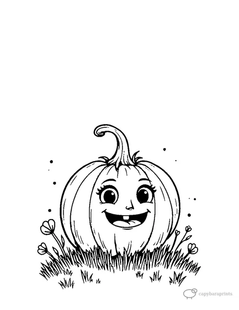 Friendly Pumpkin Jack-o-lantern Standing And Looking Forward — free printable coloring page